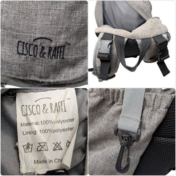 Cisco Raffi Backpack Diaper Bag Unisex Light Grey Many Pockets 15" - Picture 7 of 15